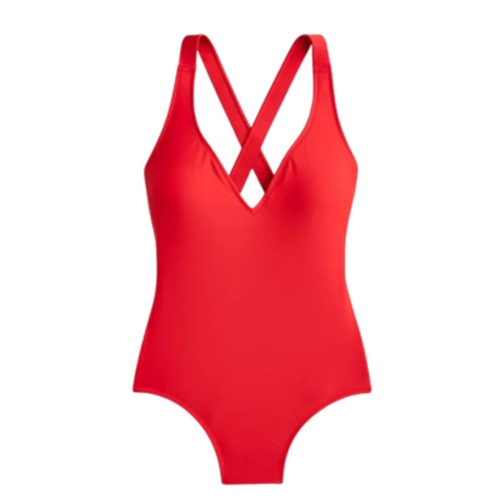 J. Crew High Support Cross Back One Piece Swimsuit Venetian Red Size 8 NEW